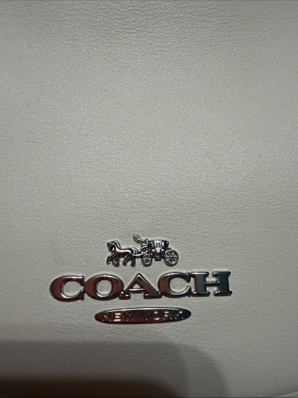 Coach Purse Silver Logo Plaque on Cream Leather